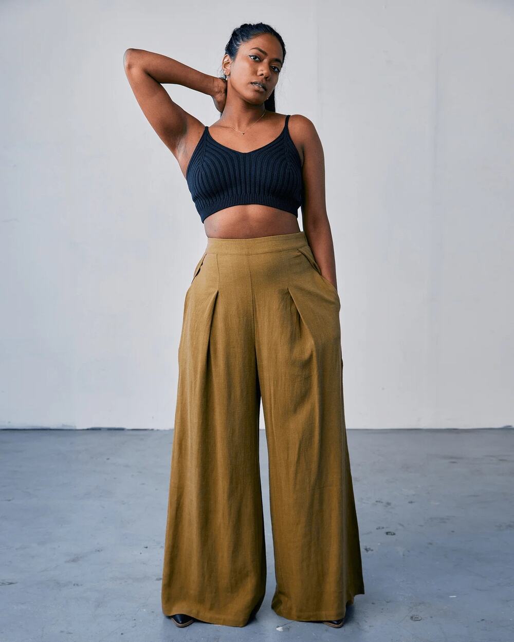 DEVAN GREGORI Womens The Sasha Pant XS Avocado Wide Leg High Waist NWT